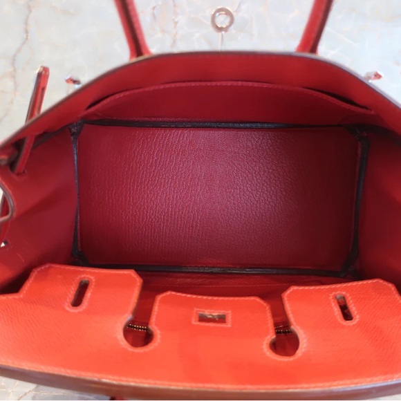 Sold HERMES BIRKIN 25 Epsom leather Rouge garance - Picture 12 of 15
